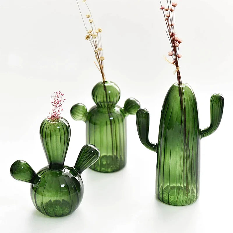 Petit Vase Soliflore en Verre Transparent | Design Cactus Original - Maison Vase