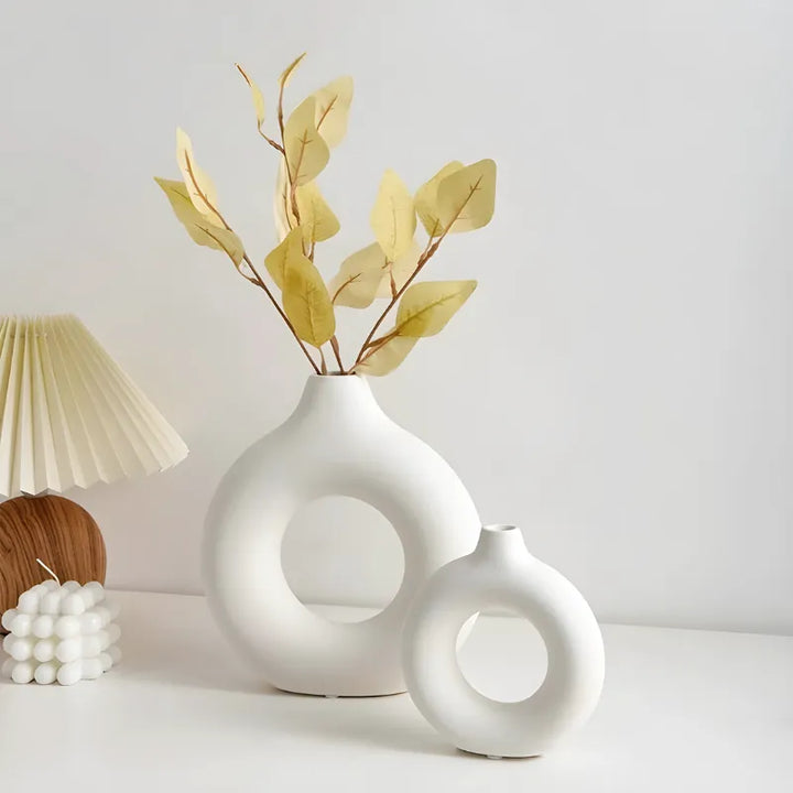 Vase à Fleurs Blanc Décoratif | Donut - Maison Vase