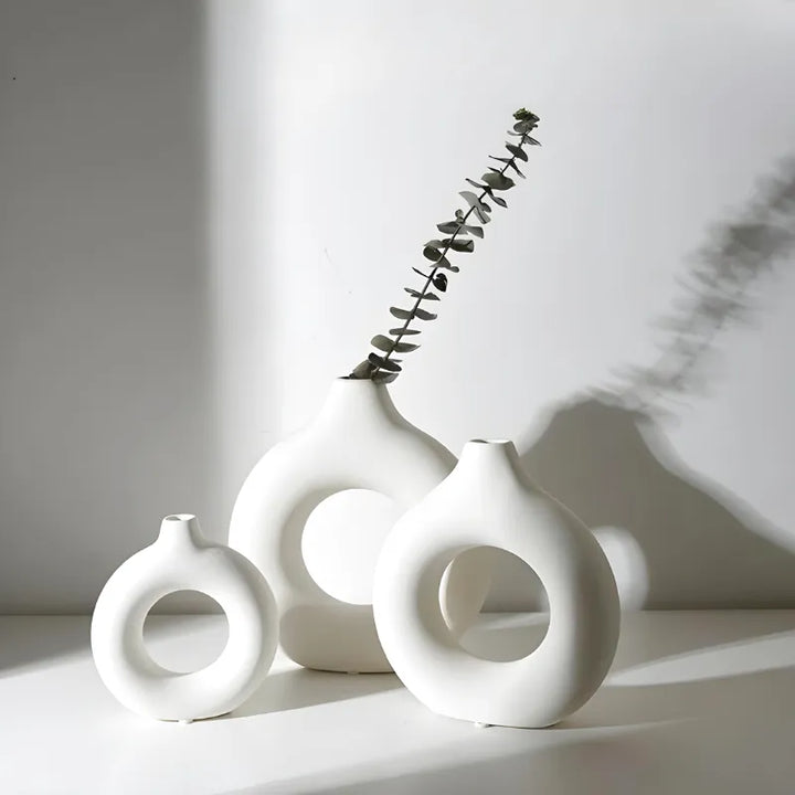 Vase à Fleurs Blanc Décoratif | Donut - Maison Vase