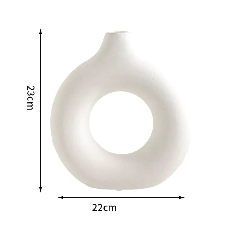 Vase à Fleurs Blanc Décoratif | Donut - Maison Vase