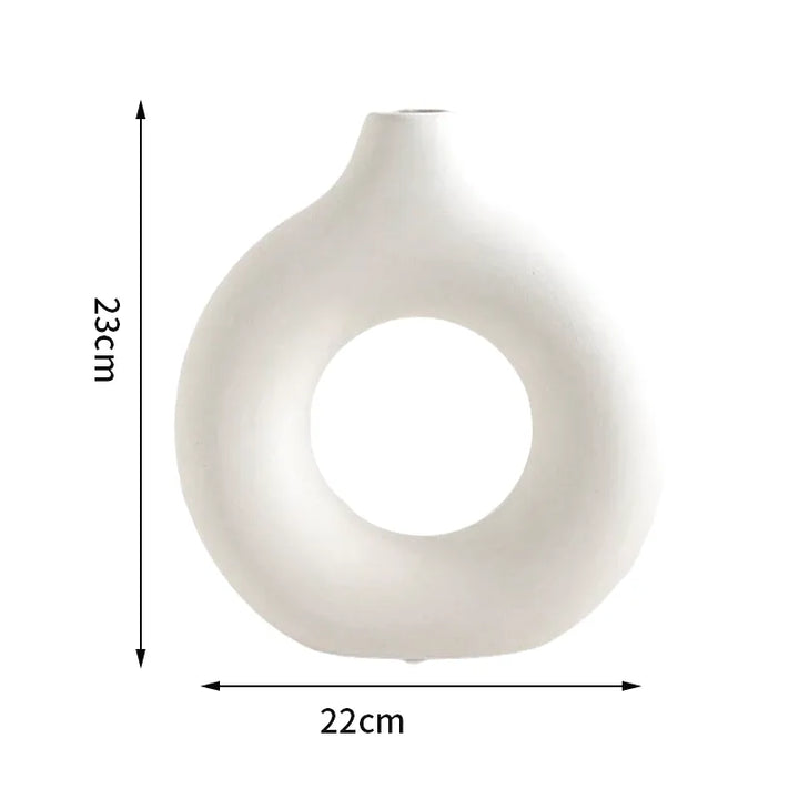 Vase à Fleurs Blanc Décoratif | Donut - Maison Vase