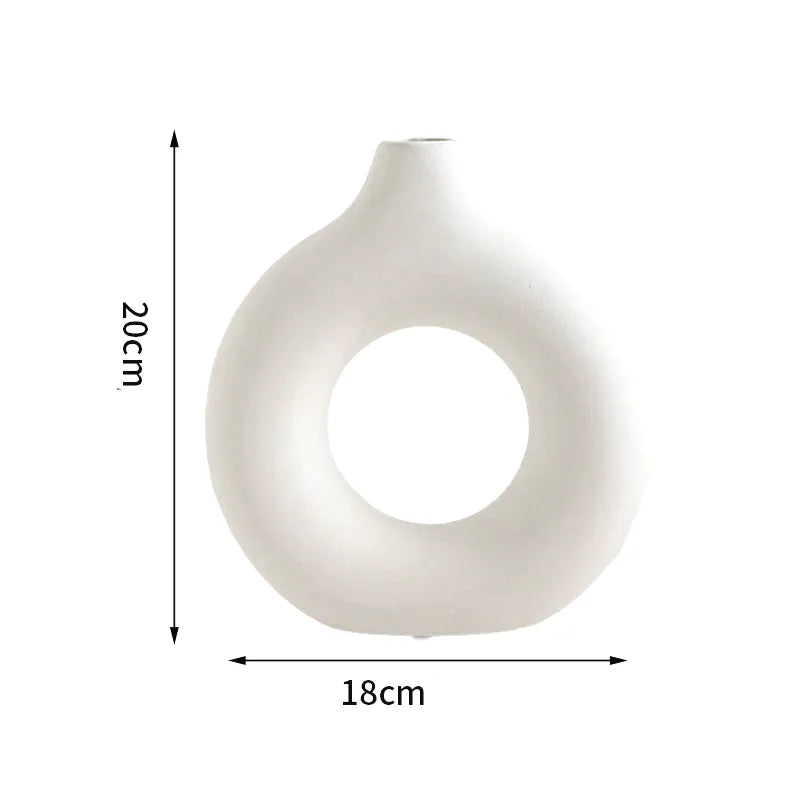 Vase à Fleurs Blanc Décoratif | Donut - Maison Vase