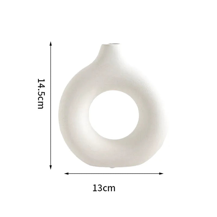 Vase à Fleurs Blanc Décoratif | Donut - Maison Vase