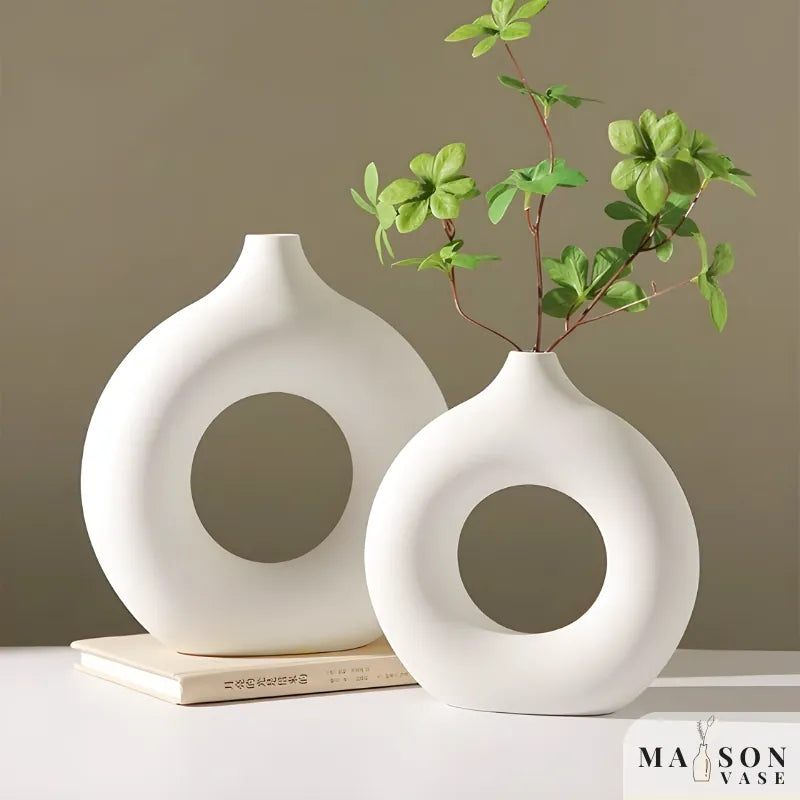 Vase à Fleurs Blanc Décoratif | Donut - Maison Vase