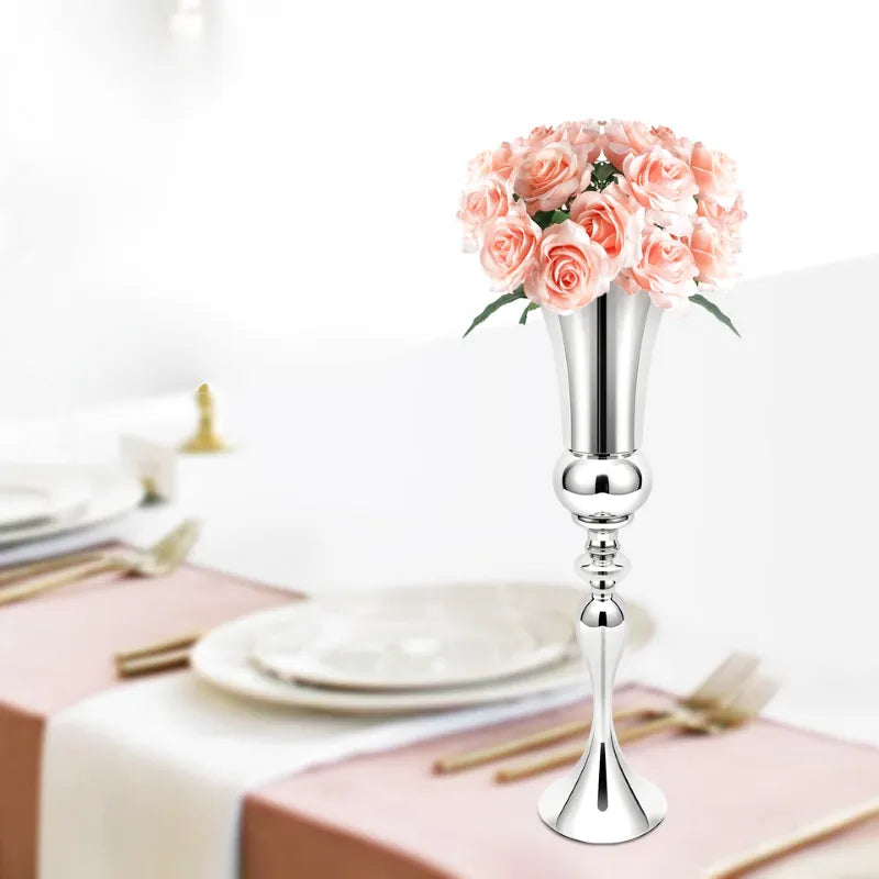 Vase à Fleurs Britannique Argenté | Design Moderne et Autoportant - Maison Vase