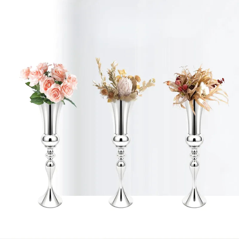 Vase à Fleurs Britannique Argenté | Design Moderne et Autoportant - Maison Vase