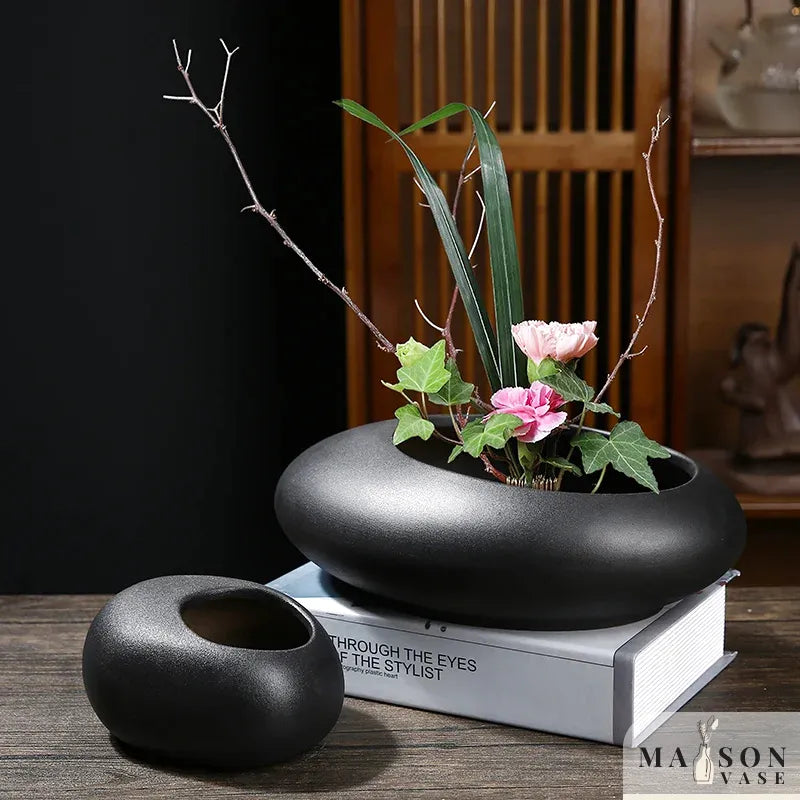 Vase à Fleurs Chinois Noir | Céramique Élégante - Maison Vase