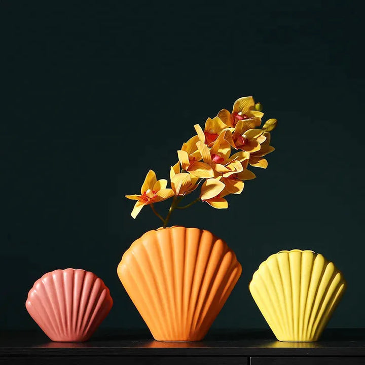 Vase à Fleurs Coquillage Décoratif | Céramique Moderne et Minimaliste - Maison Vase