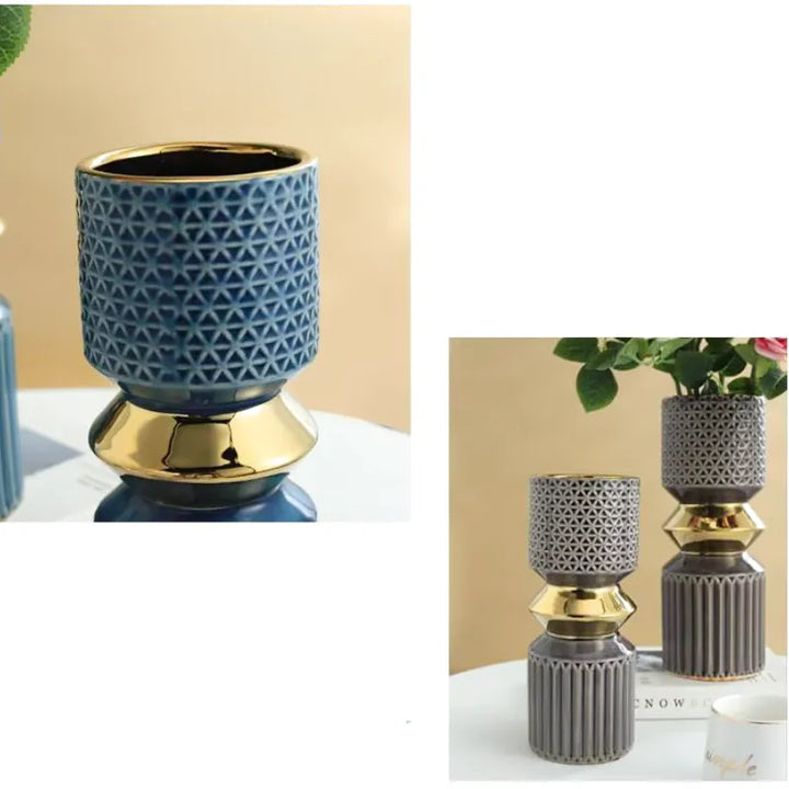 Vase à Fleurs Doré en Céramique | Décoratif, Luxueux et Moderne - Maison Vase