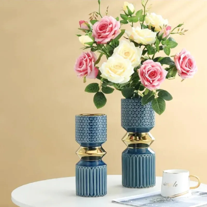 Vase à Fleurs Doré en Céramique | Décoratif, Luxueux et Moderne - Maison Vase