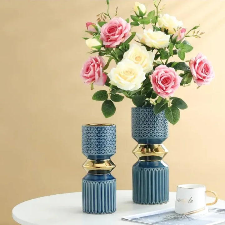Vase à Fleurs Doré en Céramique | Décoratif, Luxueux et Moderne - Maison Vase
