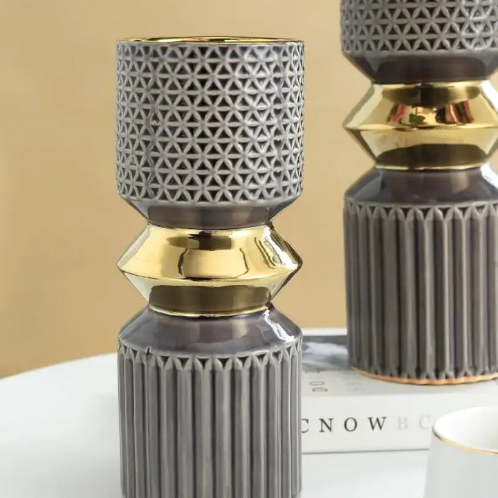 Vase à Fleurs Doré en Céramique | Décoratif, Luxueux et Moderne - Maison Vase
