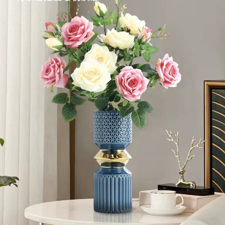 Vase à Fleurs Doré en Céramique | Décoratif, Luxueux et Moderne - Maison Vase