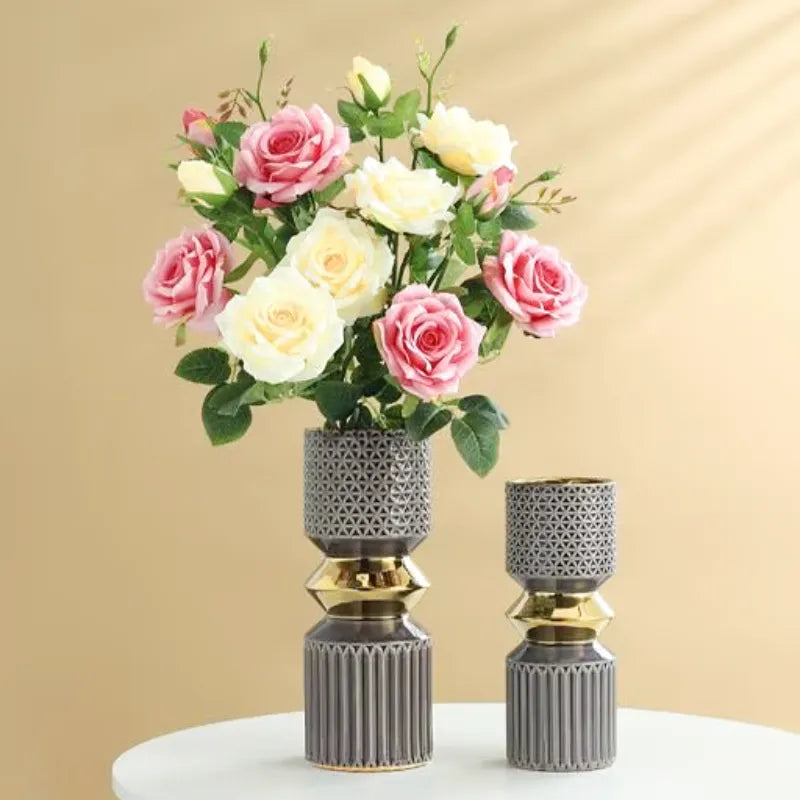 Vase à Fleurs Doré en Céramique | Décoratif, Luxueux et Moderne - Maison Vase