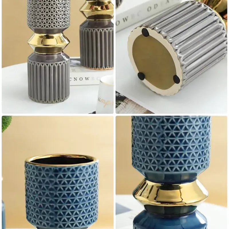 Vase à Fleurs Doré en Céramique | Décoratif, Luxueux et Moderne - Maison Vase