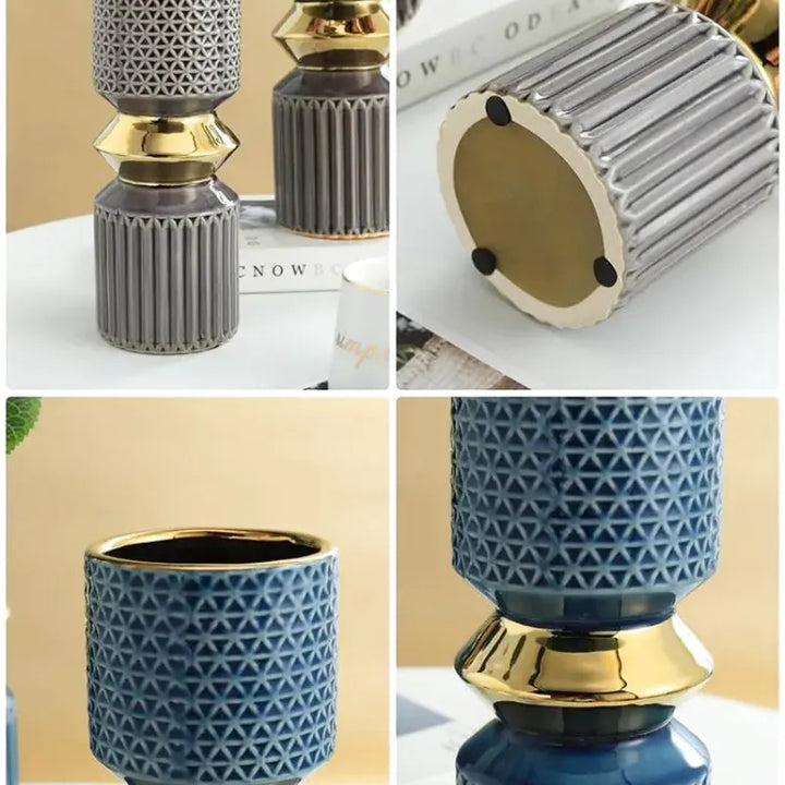 Vase à Fleurs Doré en Céramique | Décoratif, Luxueux et Moderne - Maison Vase