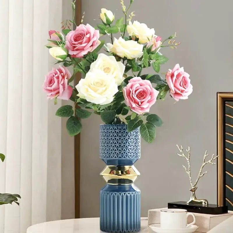 Vase à Fleurs Doré en Céramique | Décoratif, Luxueux et Moderne - Maison Vase