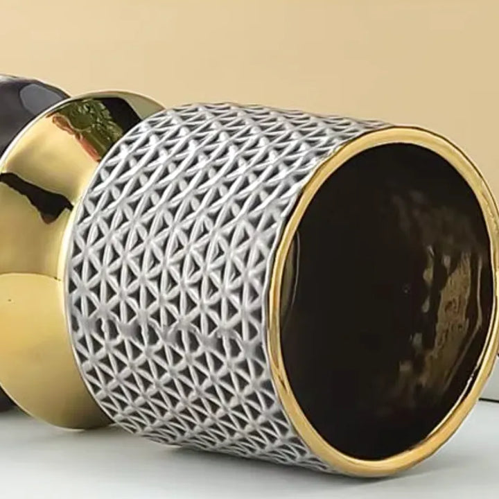 Vase à Fleurs Doré en Céramique | Décoratif, Luxueux et Moderne - Maison Vase