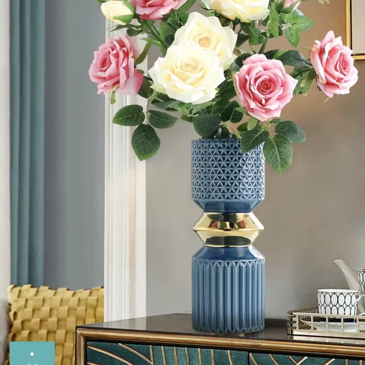 Vase à Fleurs Doré en Céramique | Décoratif, Luxueux et Moderne - Maison Vase