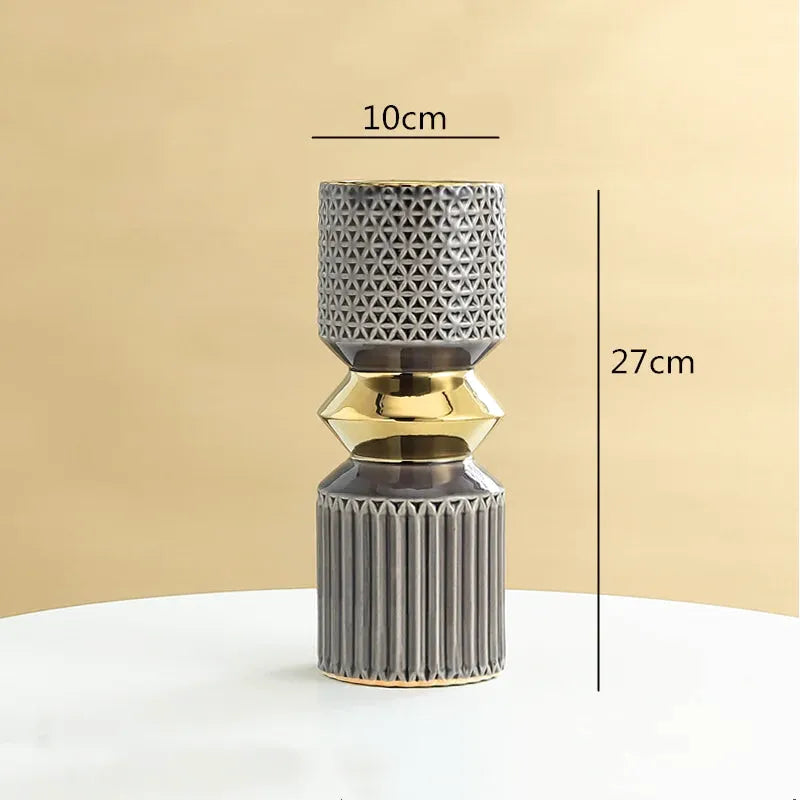 Vase à Fleurs Doré en Céramique | Décoratif, Luxueux et Moderne - Maison Vase