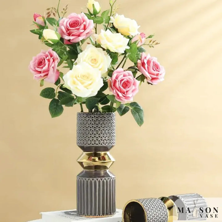 Vase à Fleurs Doré en Céramique | Décoratif, Luxueux et Moderne - Maison Vase