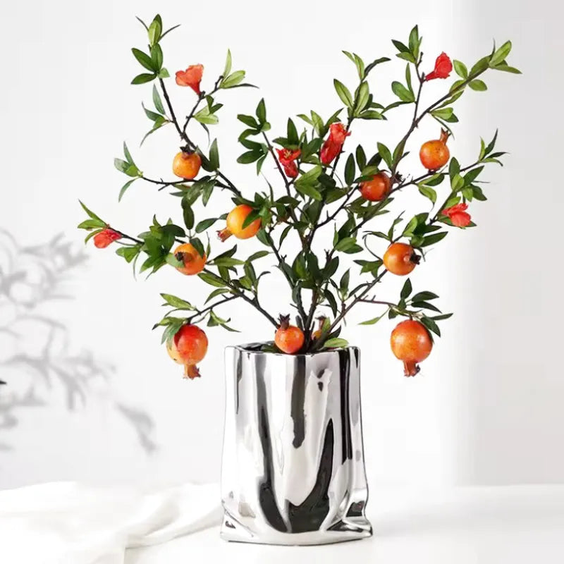 Vase à Fleurs en Céramique Design et Moderne | Effet Métal Ondulé - Maison Vase
