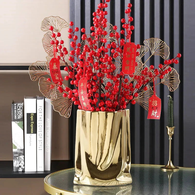 Vase à Fleurs en Céramique Design et Moderne | Effet Métal Ondulé - Maison Vase