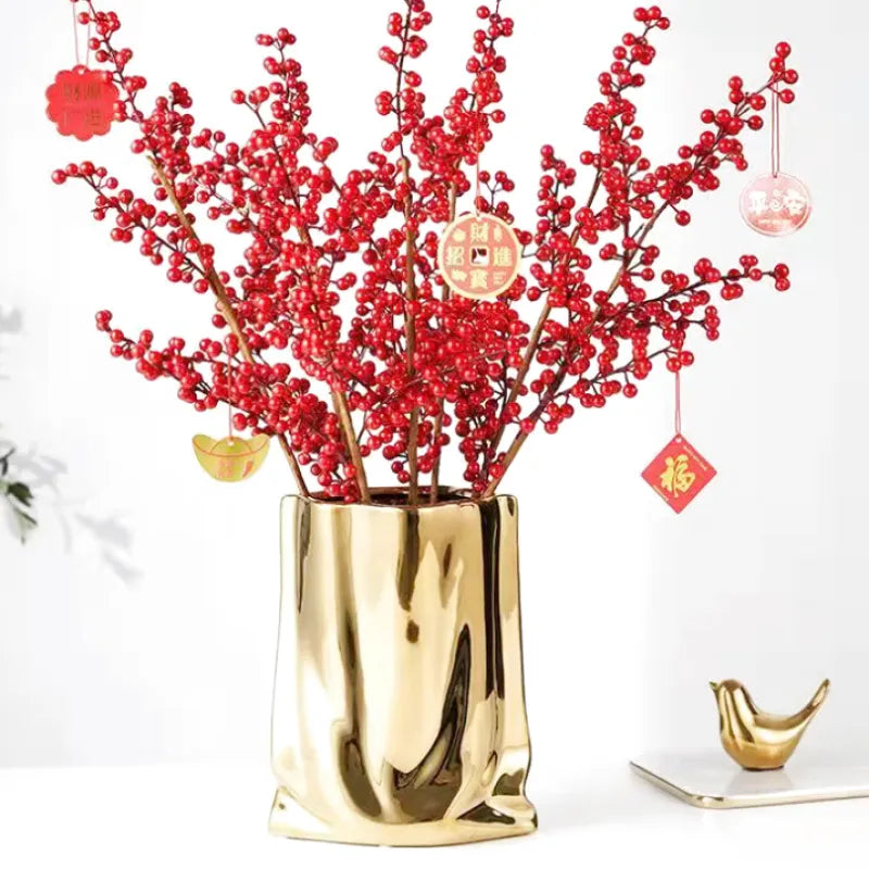 Vase à Fleurs en Céramique Design et Moderne | Effet Métal Ondulé - Maison Vase