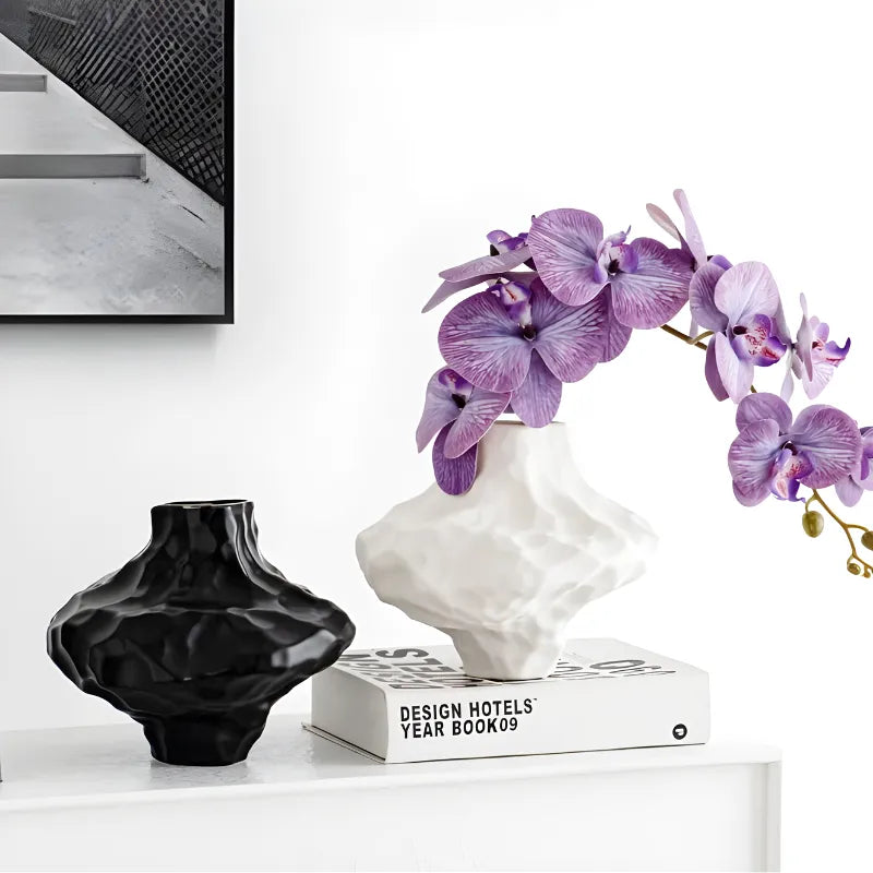 Vase à Fleurs en Céramique Moderne et Décoratif | Design Géométrique Mat - Maison Vase