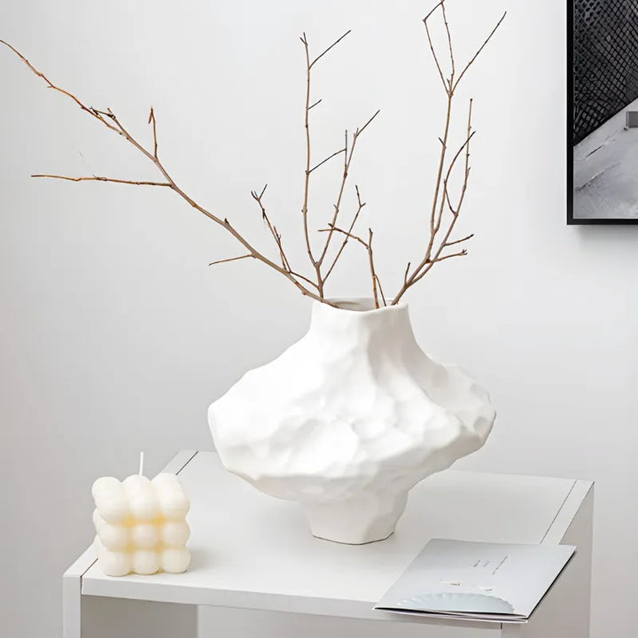 Vase à Fleurs en Céramique Moderne et Décoratif | Design Géométrique Mat - Maison Vase
