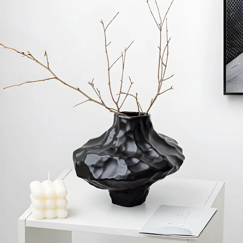 Vase à Fleurs en Céramique Moderne et Décoratif | Design Géométrique Mat - Maison Vase