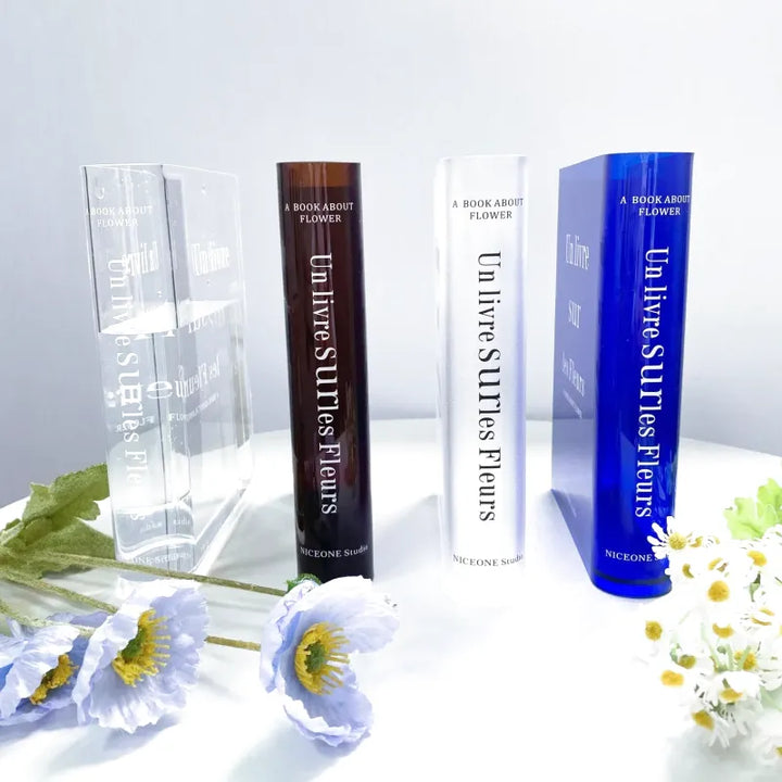 Vase à Fleurs en Forme de Livre Transparent | Design Moderne en Acrylique - Maison Vase