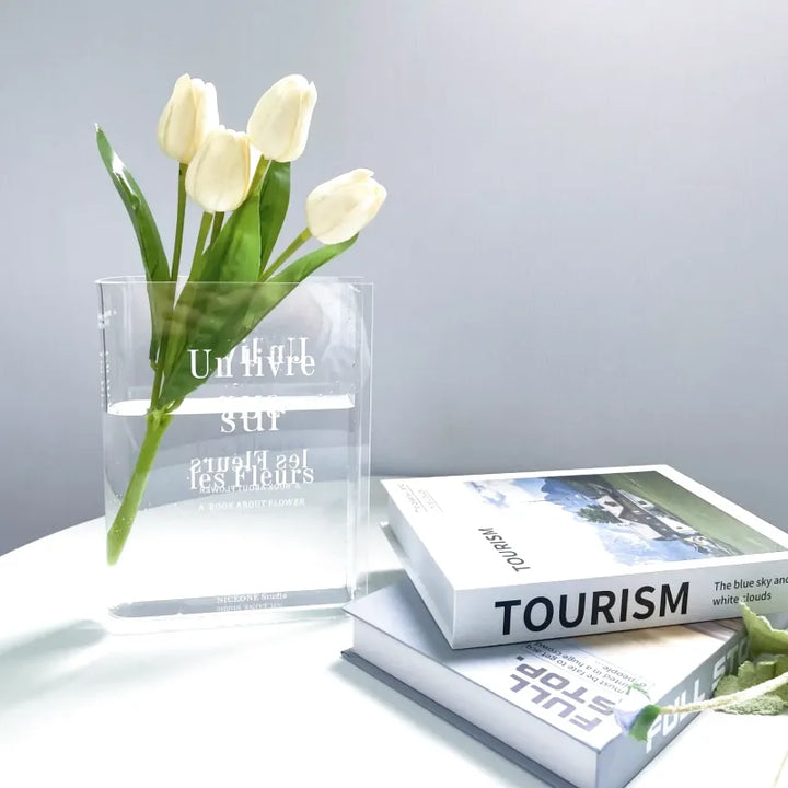 Vase à Fleurs en Forme de Livre Transparent | Design Moderne en Acrylique - Maison Vase
