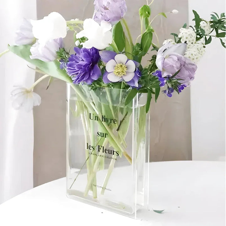 Vase à Fleurs en Forme de Livre Transparent | Design Moderne en Acrylique - Maison Vase