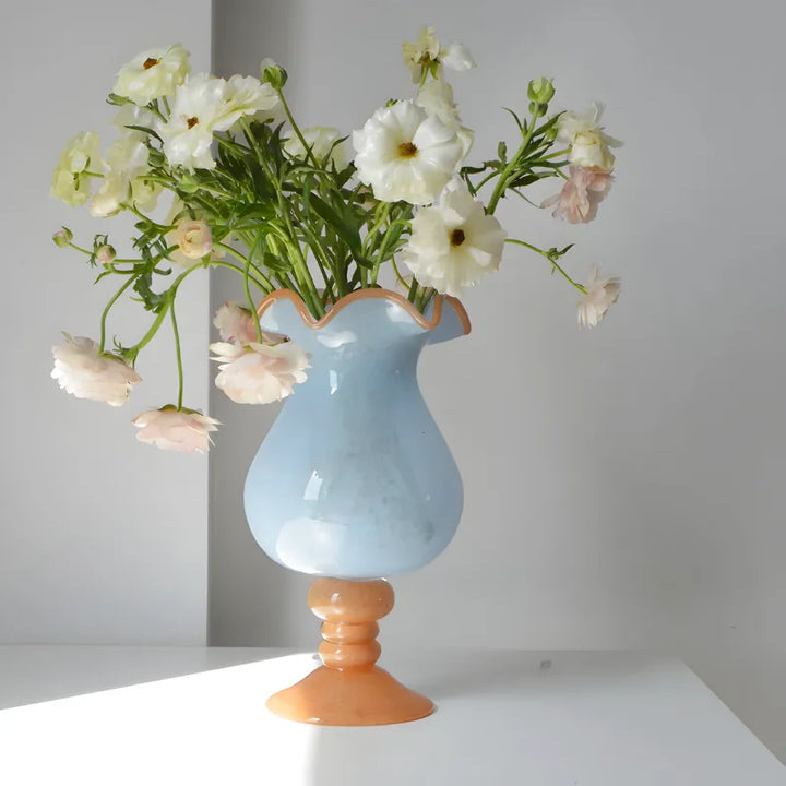 Vase à Fleurs en Verre Artistique | Effet Soufflé Élégant - Maison Vase