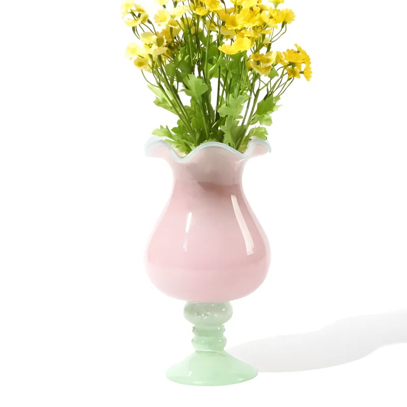 Vase à Fleurs en Verre Artistique | Effet Soufflé Élégant - Maison Vase