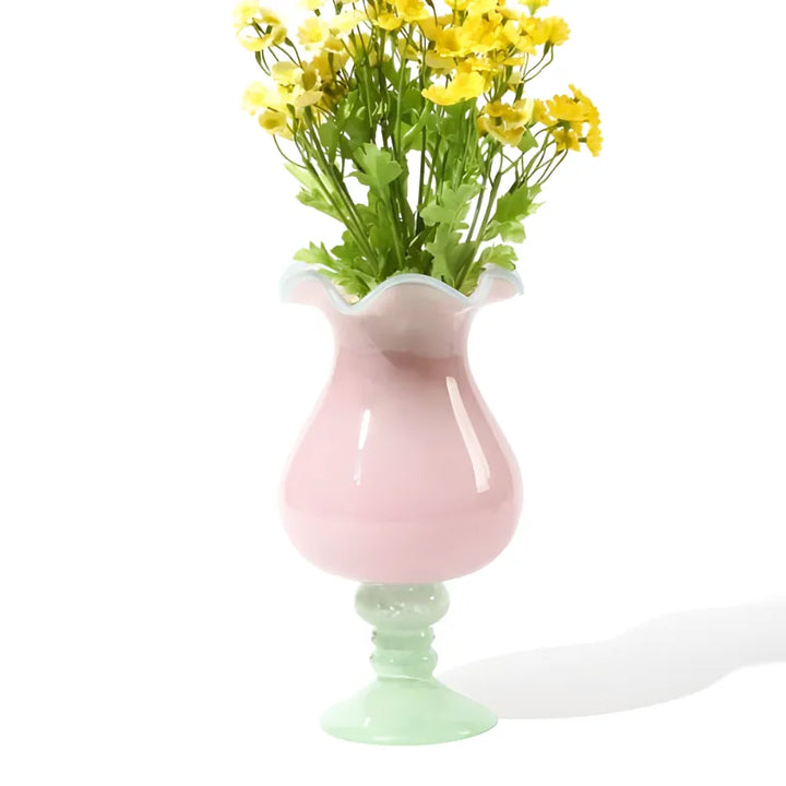 Vase à Fleurs en Verre Artistique | Effet Soufflé Élégant - Maison Vase