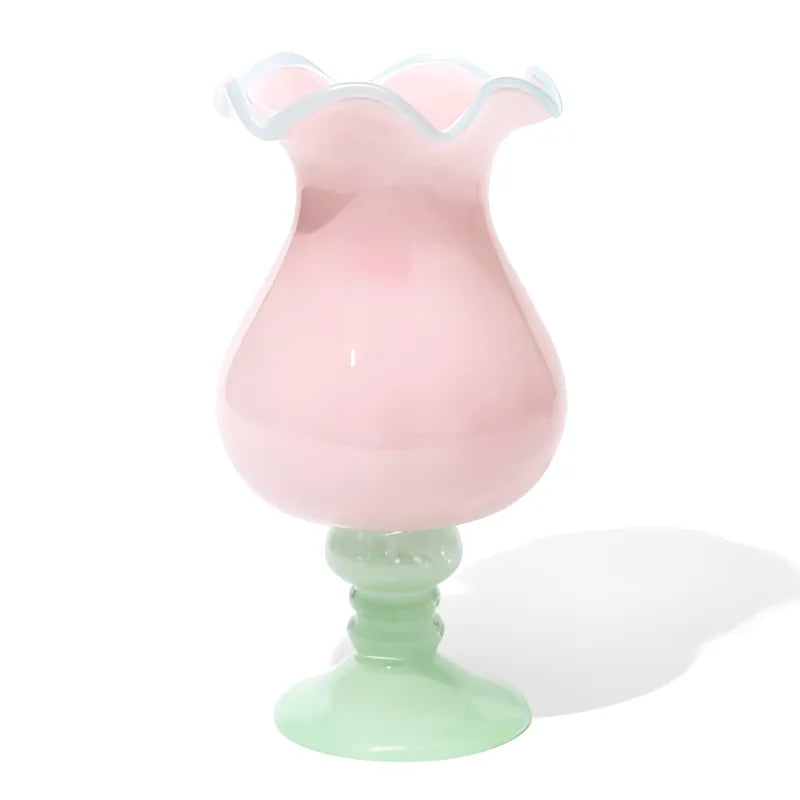 Vase à Fleurs en Verre Artistique | Effet Soufflé Élégant - Maison Vase