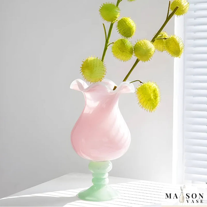 Vase à Fleurs en Verre Artistique | Effet Soufflé Élégant - Maison Vase