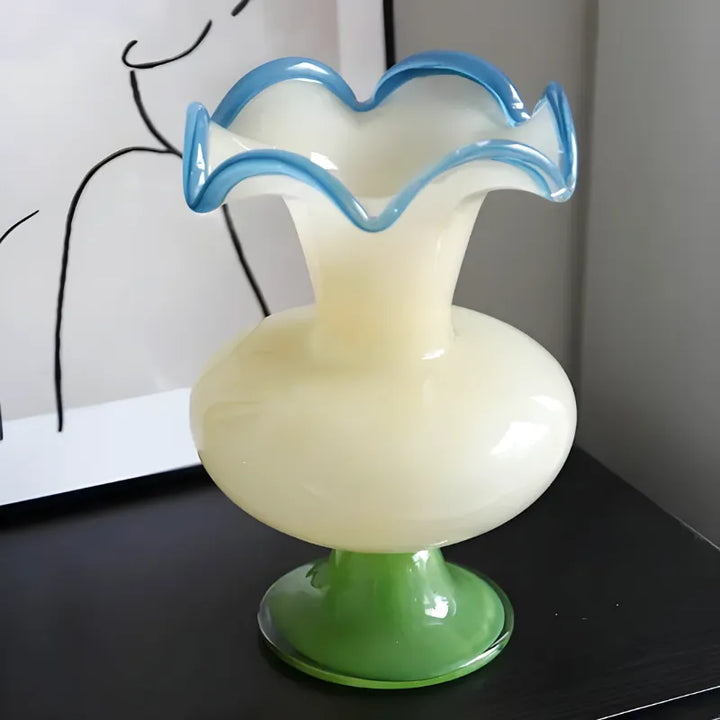 Vase à Fleurs en Verre Rétro Décoratif | Élégance Hôtel Chic | Vert Émeraude - Maison Vase