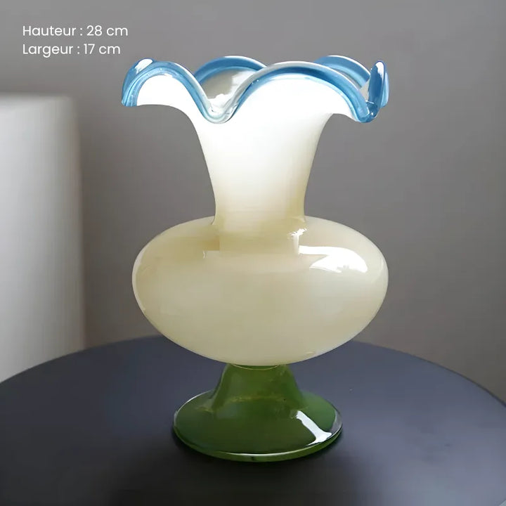 Vase à Fleurs en Verre Rétro Décoratif | Élégance Hôtel Chic | Vert Émeraude - Maison Vase
