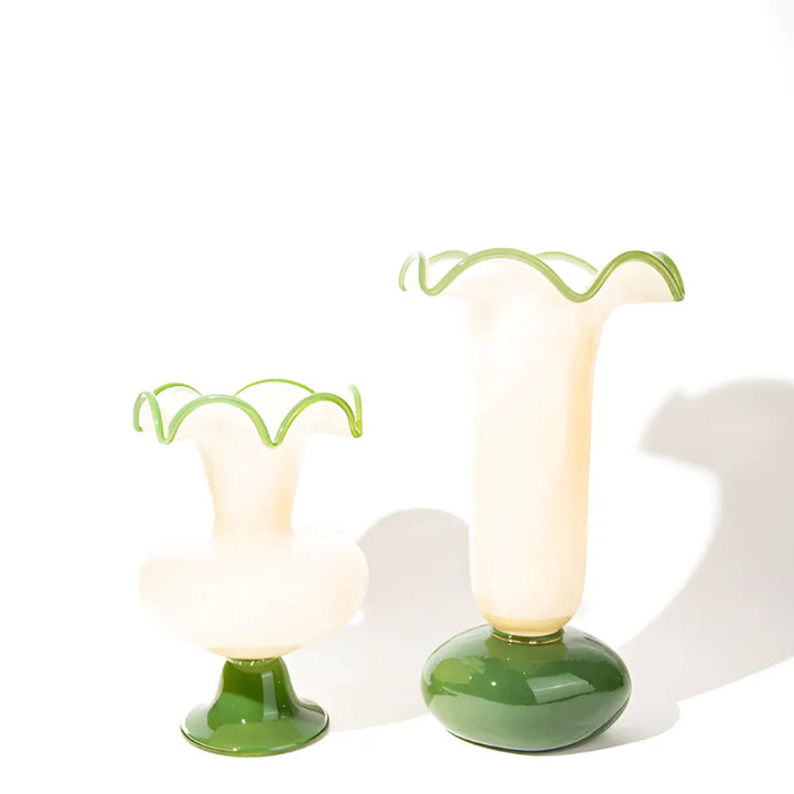 Vase à Fleurs en Verre Rétro Décoratif | Élégance Hôtel Chic | Vert Émeraude - Maison Vase