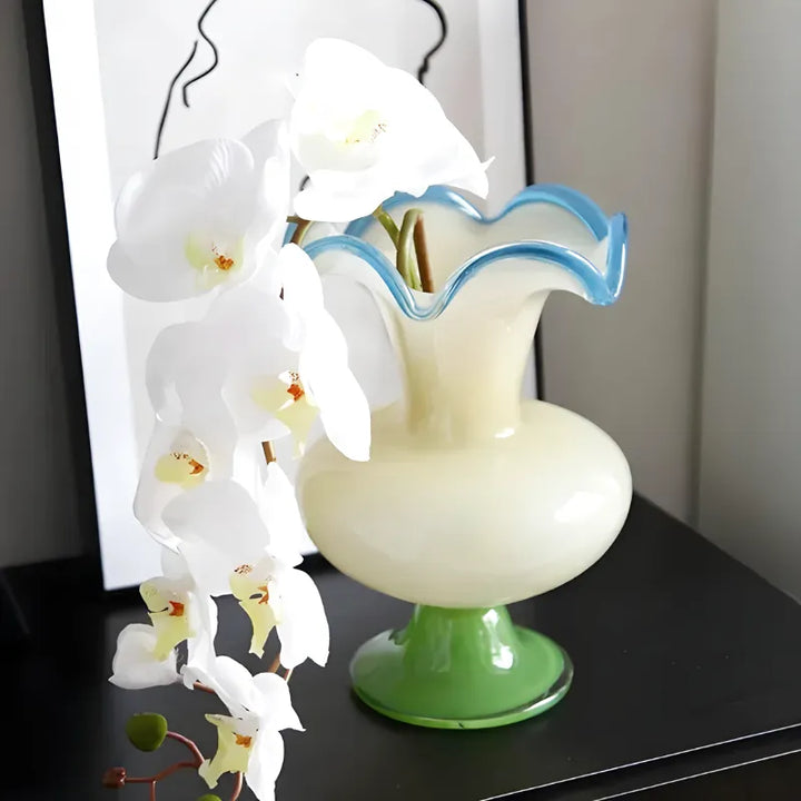 Vase à Fleurs en Verre Rétro Décoratif | Élégance Hôtel Chic | Vert Émeraude - Maison Vase