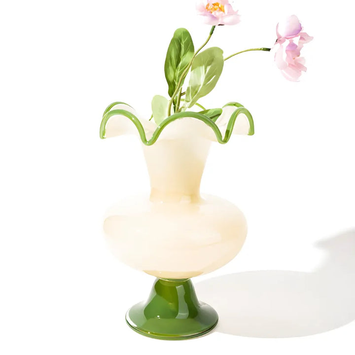 Vase à Fleurs en Verre Rétro Décoratif | Élégance Hôtel Chic | Vert Émeraude - Maison Vase