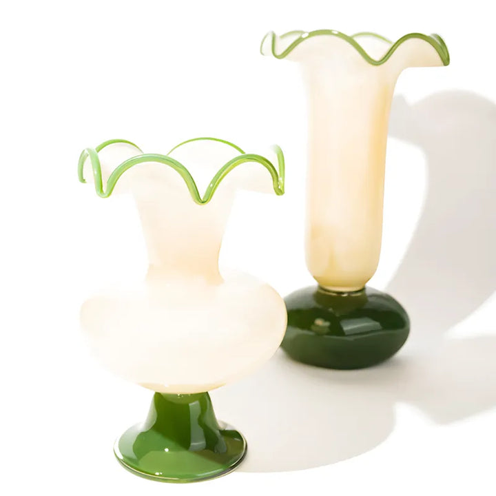 Vase à Fleurs en Verre Rétro Décoratif | Élégance Hôtel Chic | Vert Émeraude - Maison Vase