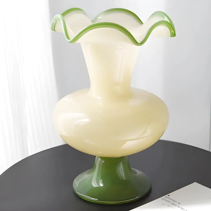 Vase à Fleurs en Verre Rétro Décoratif | Élégance Hôtel Chic | Vert Émeraude - Maison Vase