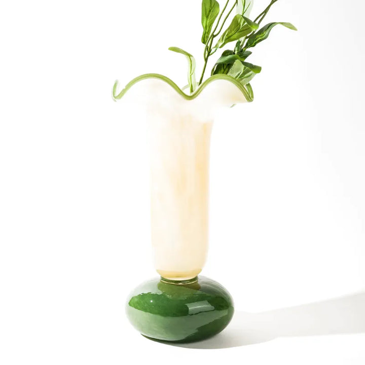 Vase à Fleurs en Verre Rétro Décoratif | Élégance Hôtel Chic | Vert Émeraude - Maison Vase