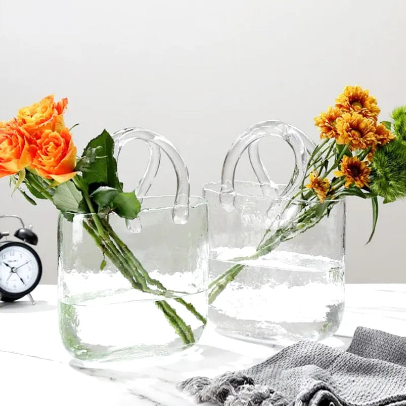 Vase à Fleurs en Verre Scandinave | Design Élégant, Décoratif et Original - Maison Vase