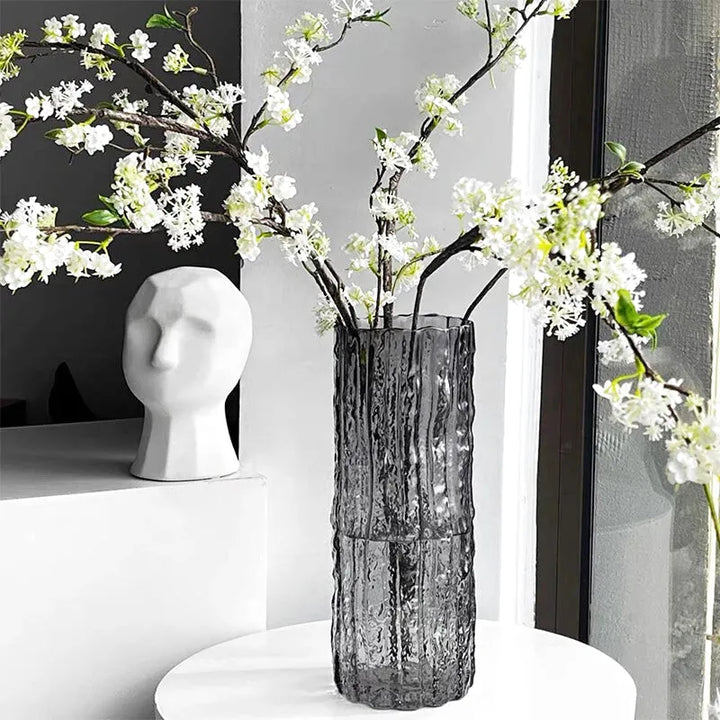 Vase à Fleurs en Verre Transparent | Design Glacier Élégant - Maison Vase