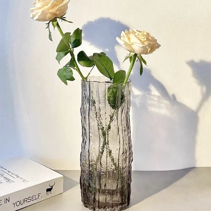 Vase à Fleurs en Verre Transparent | Design Glacier Élégant - Maison Vase